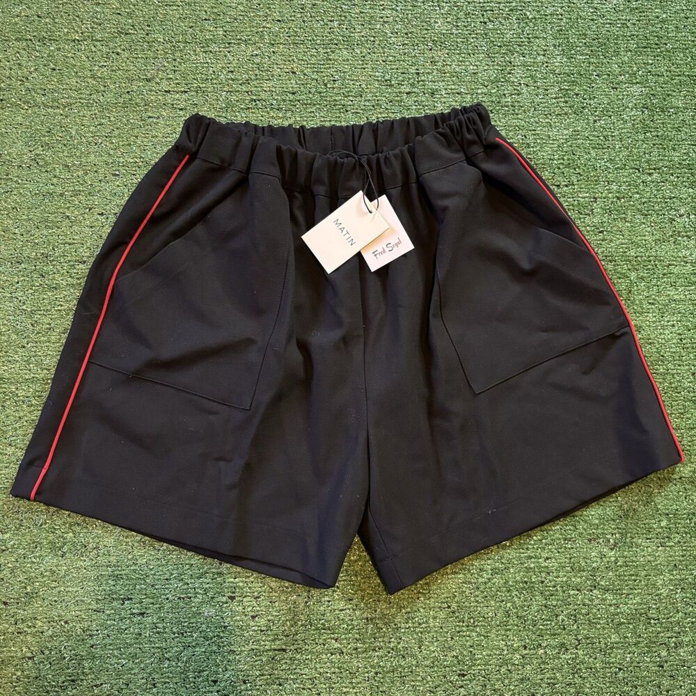 NEW MATIN studio Pull On shorts with piping black red SZ 8 $435 Retail